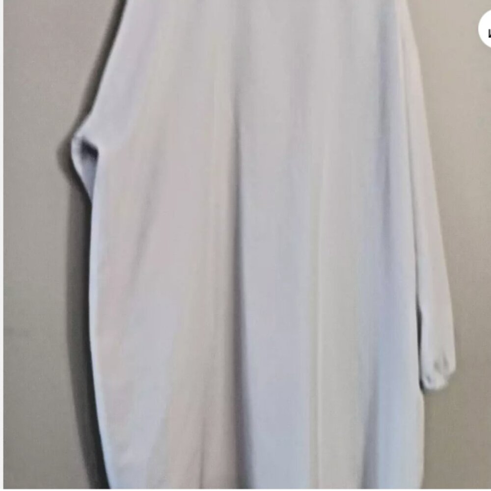 No Tag 4XL White Button Up Long Sleeve Dress Polyester Spandex Collared D20 - Picture 7 of 9